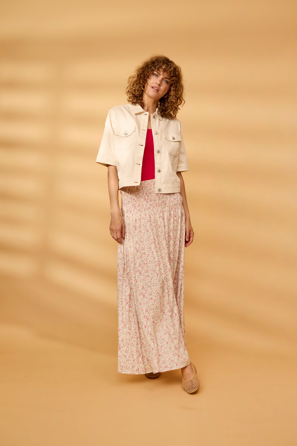 Fransa Heat Nederdel 2 Blomster Boho Pink