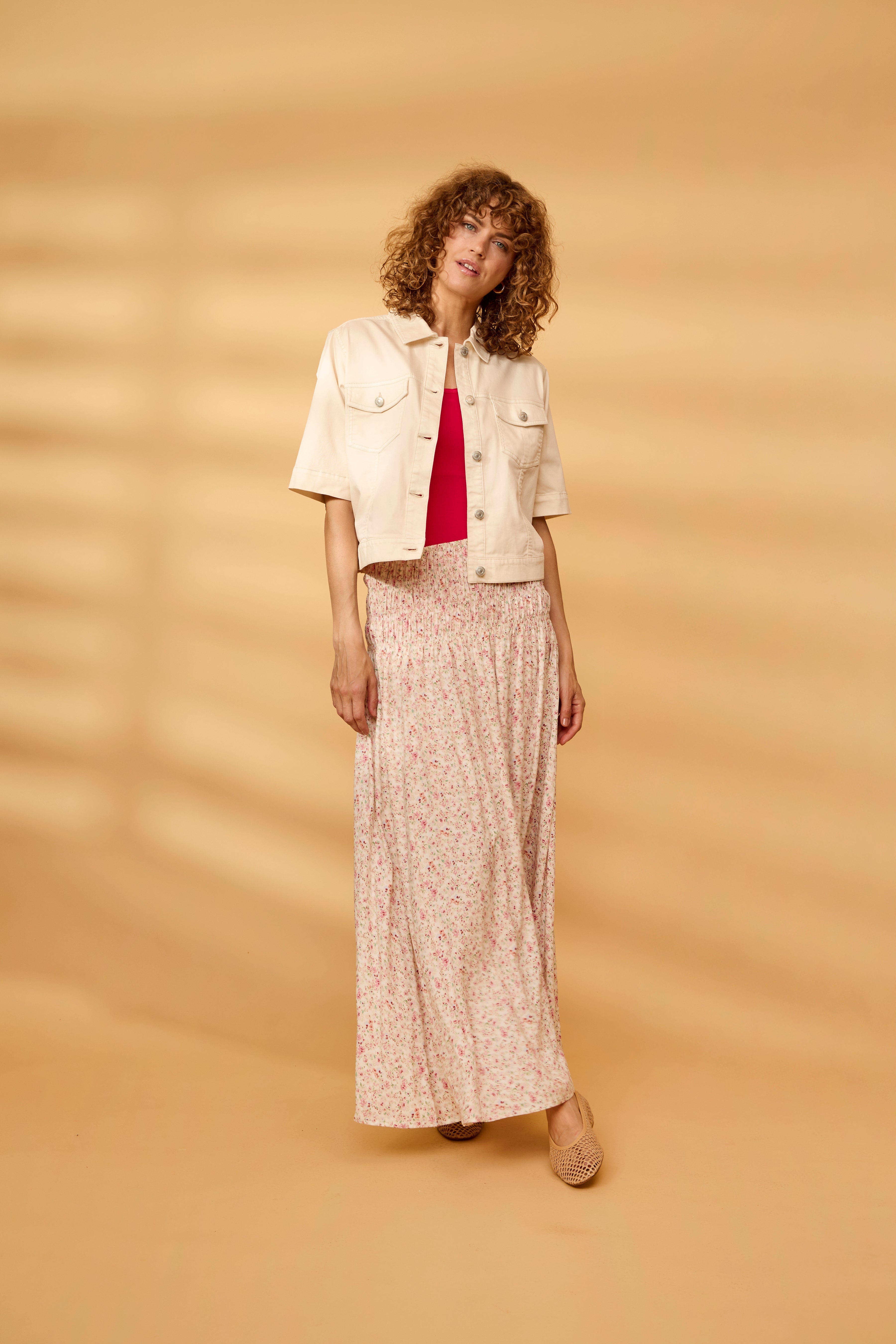 Fransa Heat Nederdel 2 Blomster Boho Pink