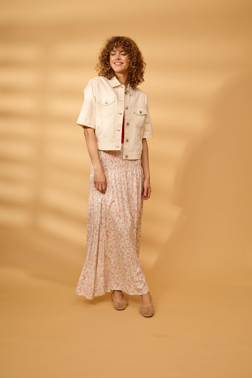 Fransa Heat Nederdel 2 Blomster Boho Pink