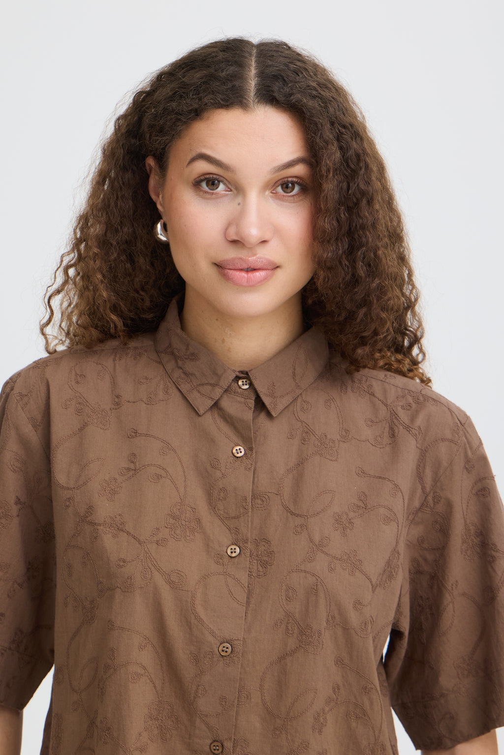 Fransa Emmy Skjorte 1 Mountain Embroidery Brun