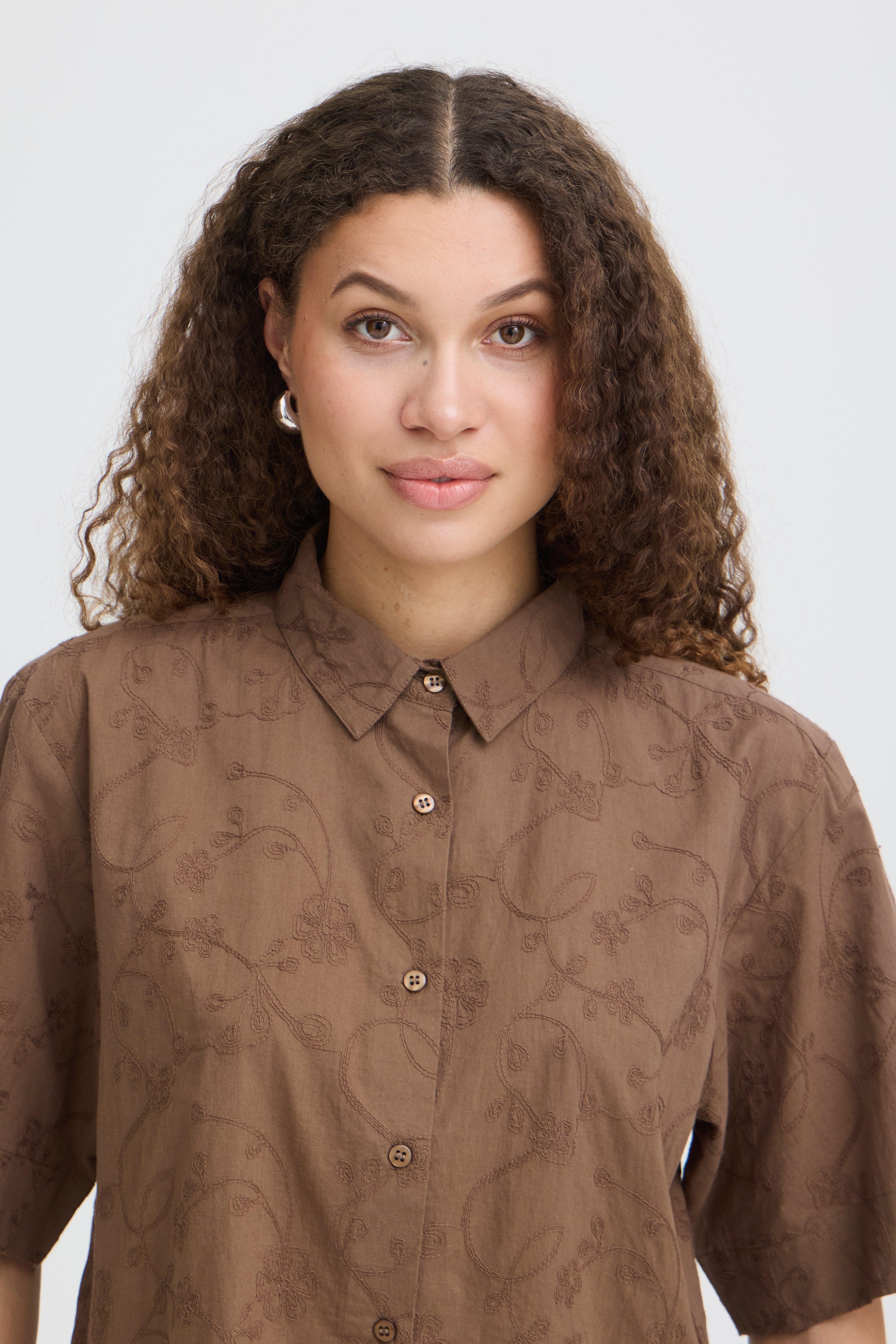 Fransa Emmy Skjorte 1 Mountain Embroidery Brun