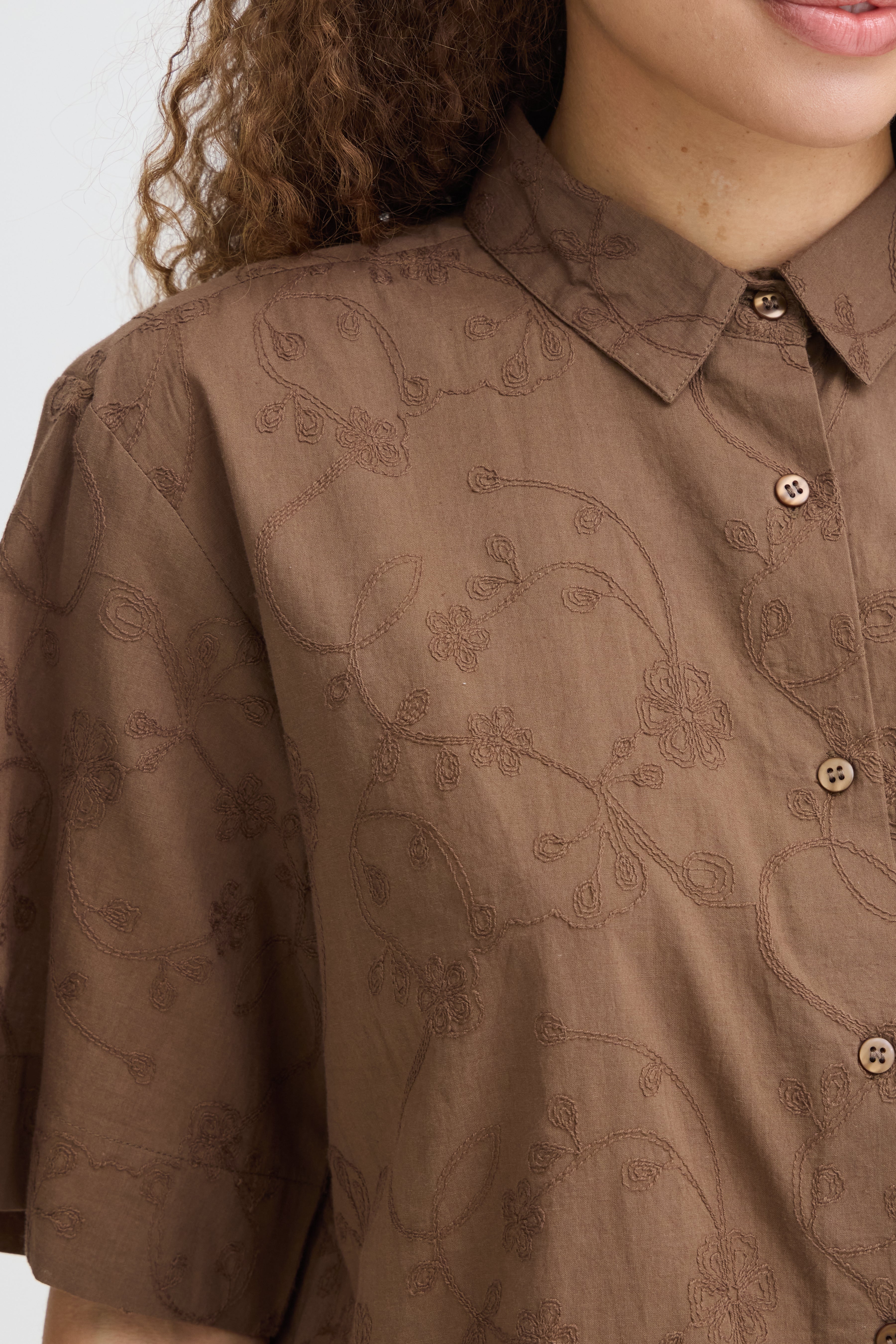 Fransa Emmy Skjorte 1 Mountain Embroidery Brun