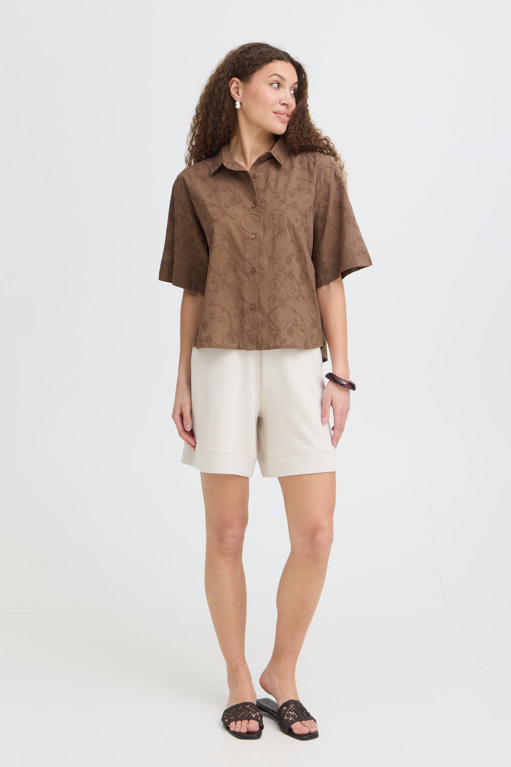 Fransa Emmy Skjorte 1 Mountain Embroidery Brun