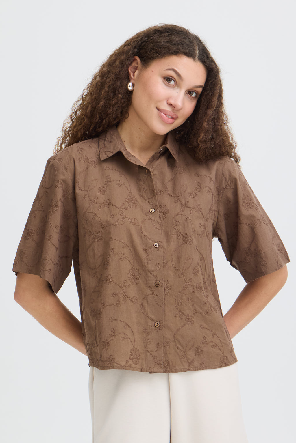 Fransa Emmy Skjorte 1 Mountain Embroidery Brun