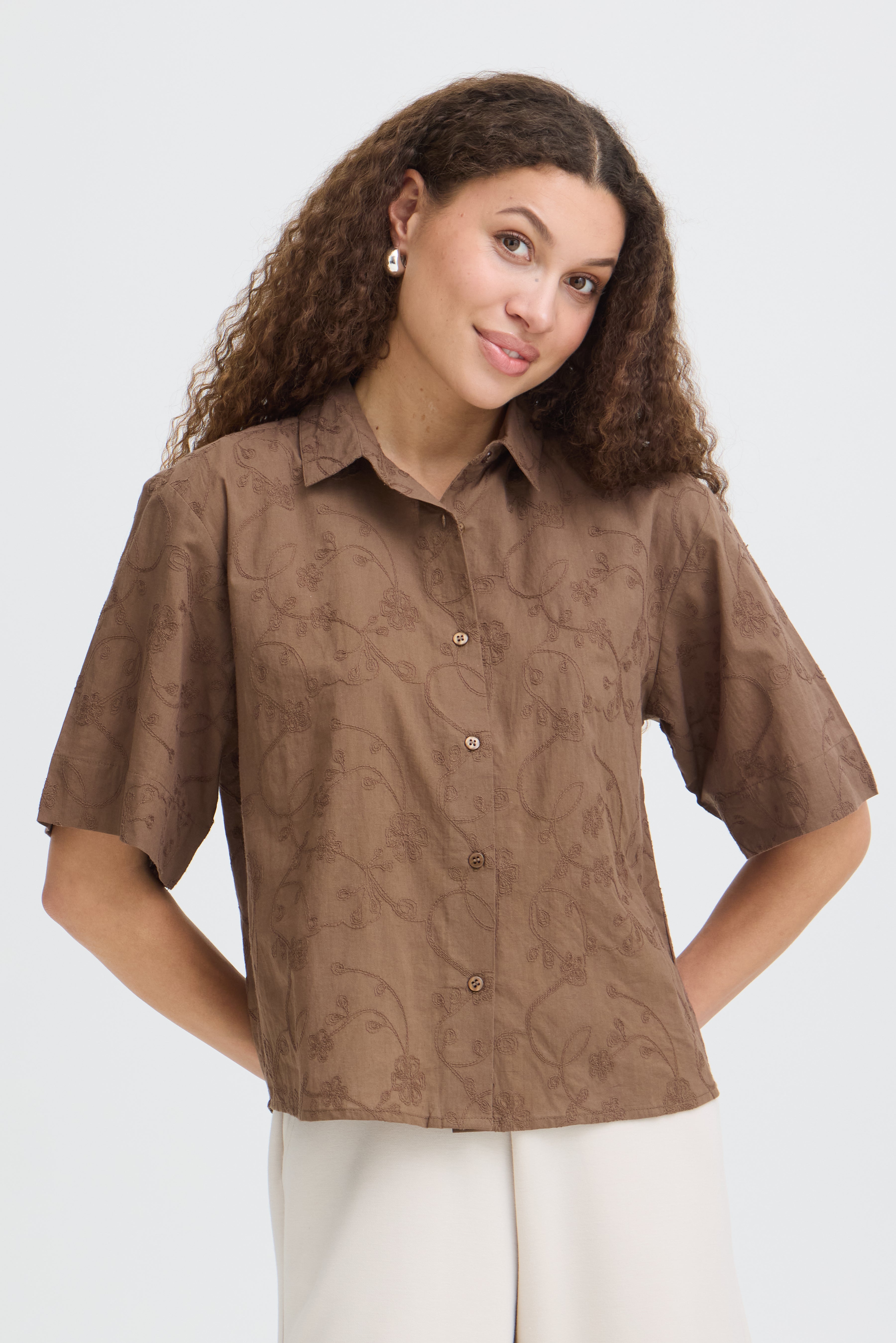Fransa Emmy Skjorte 1 Mountain Embroidery Brun