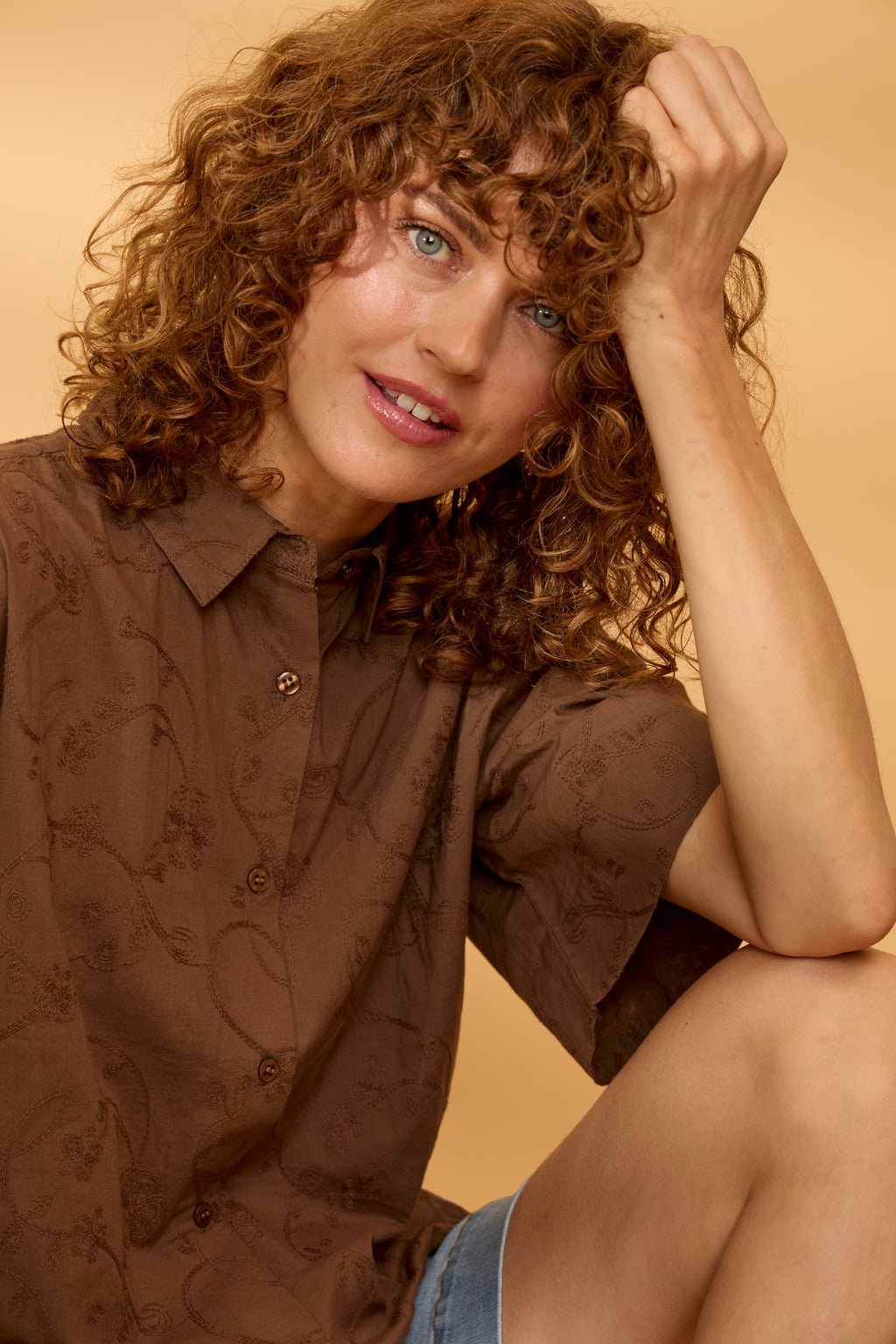 Fransa Emmy Skjorte 1 Mountain Embroidery Brun