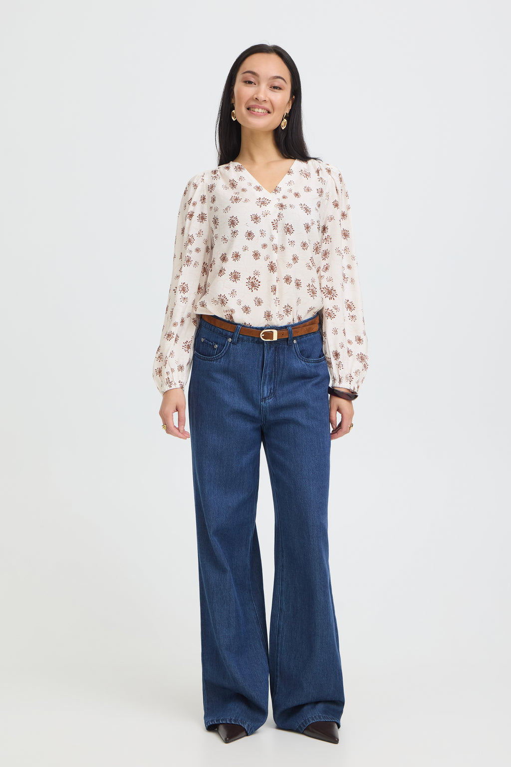 Fransa Kalia Bluse 1 Blomster Whisper Hvid