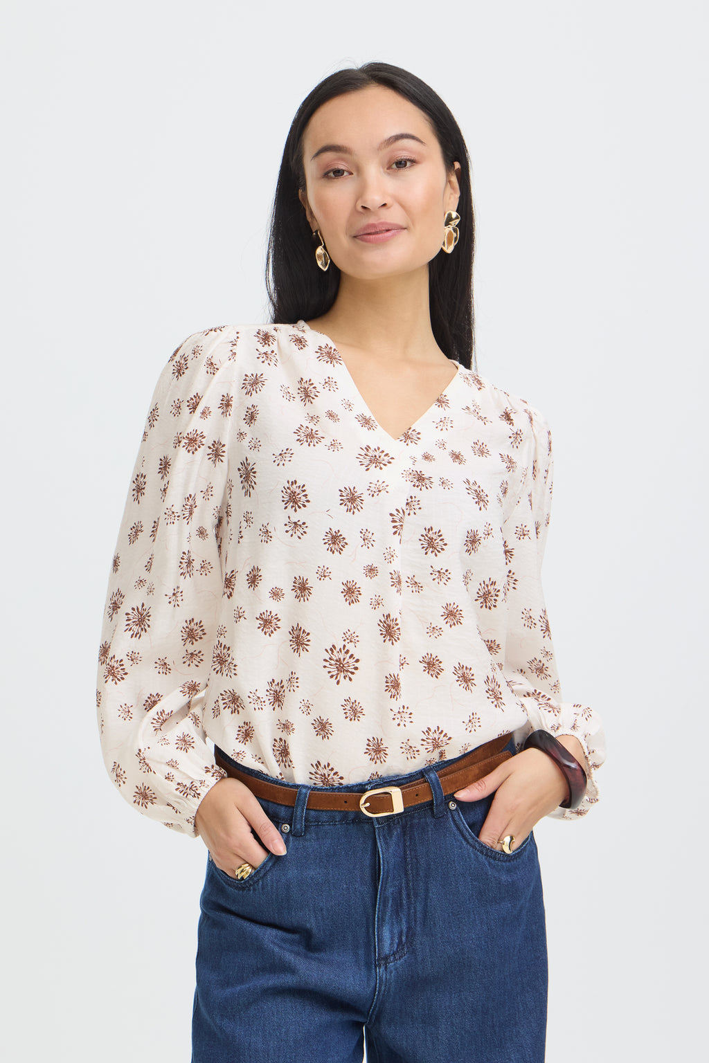 Fransa Kalia Bluse 1 Blomster Whisper Hvid