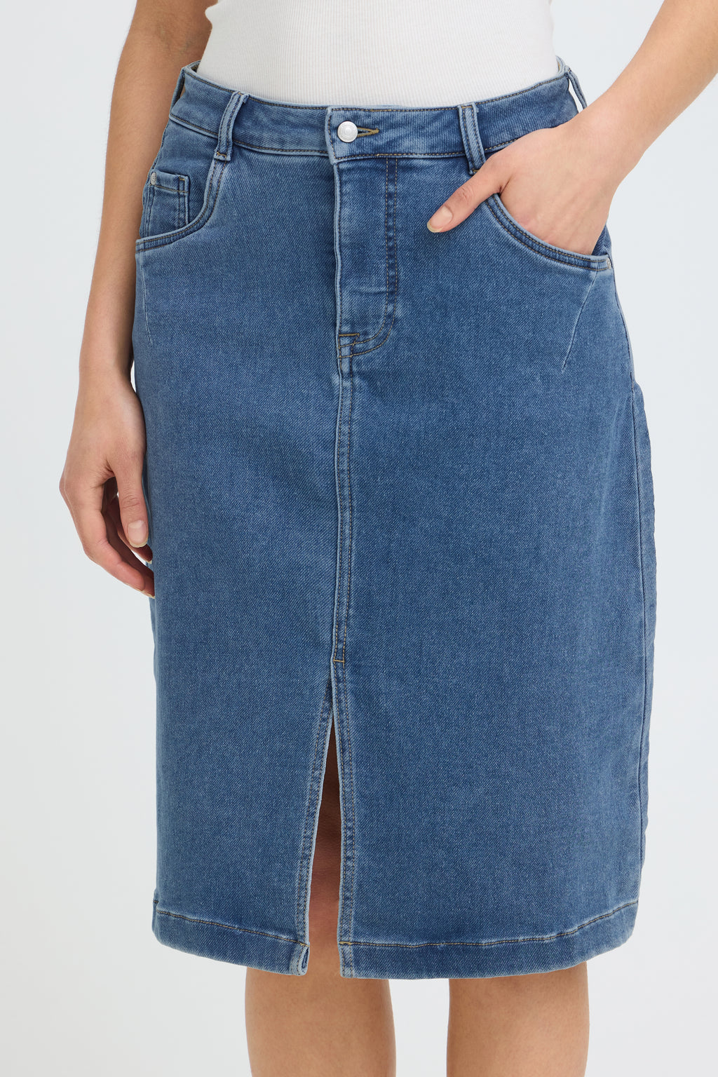Fransa Vilja Nederdel 1 Denim Mid Blå