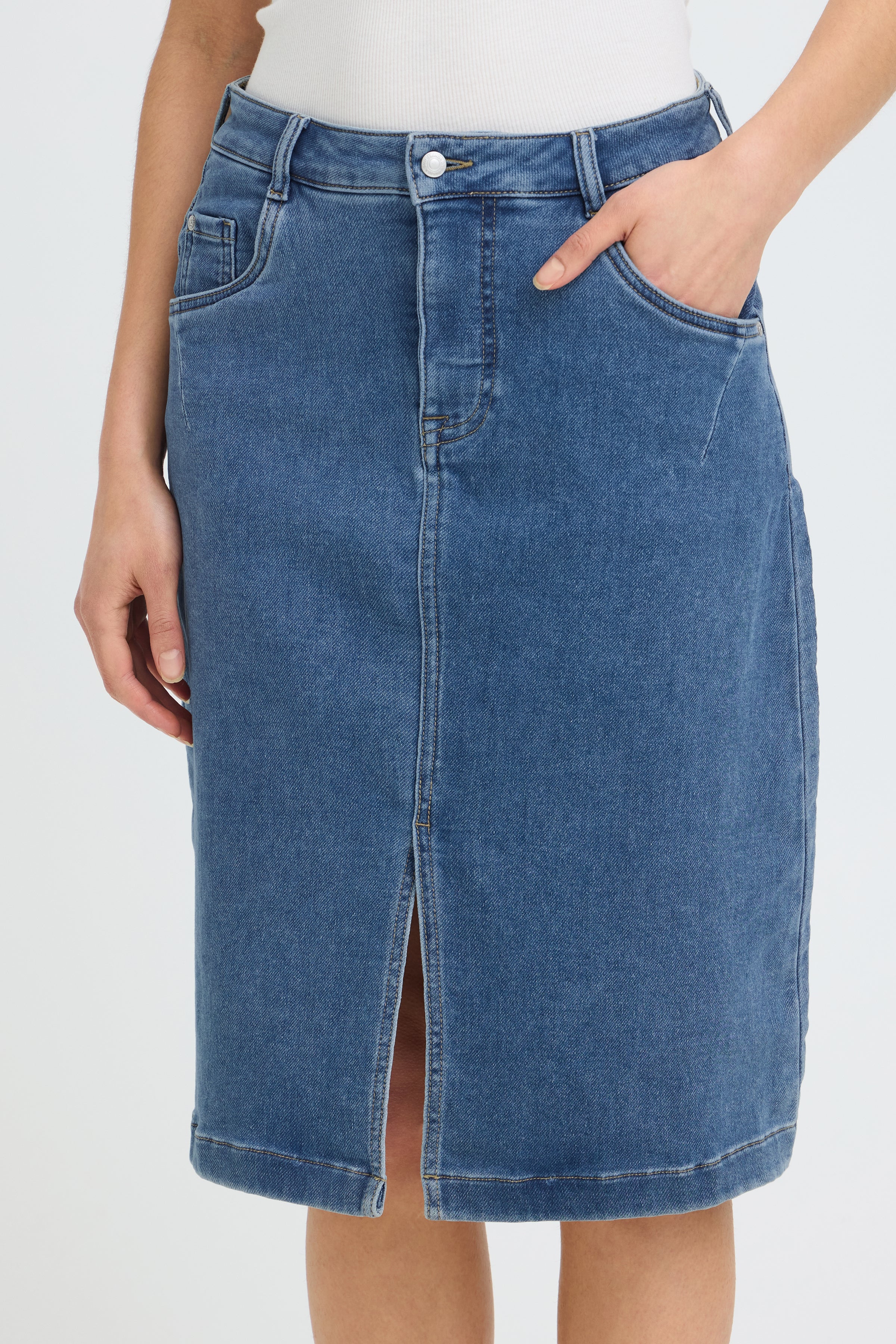 Fransa Vilja Nederdel 1 Denim Mid Blå