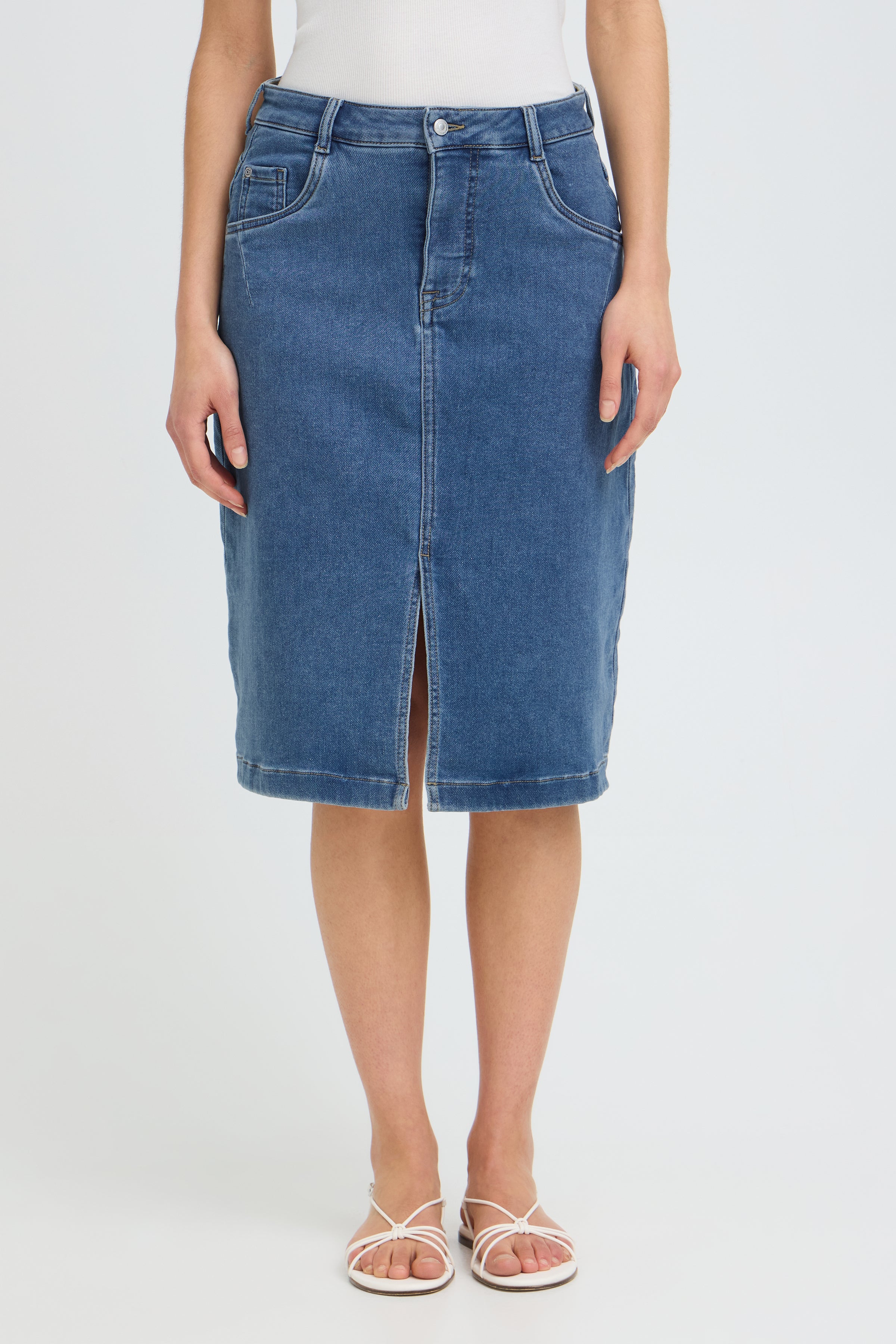 Fransa Vilja Nederdel 1 Denim Mid Blå