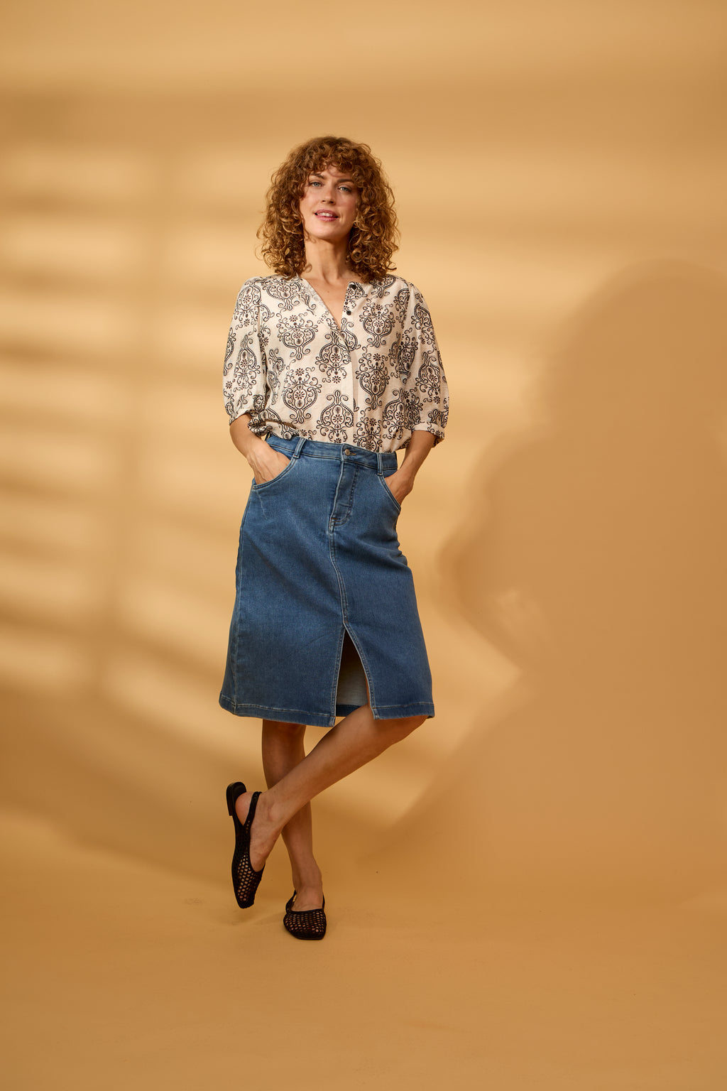 Fransa Vilja Nederdel 1 Denim Mid Blå