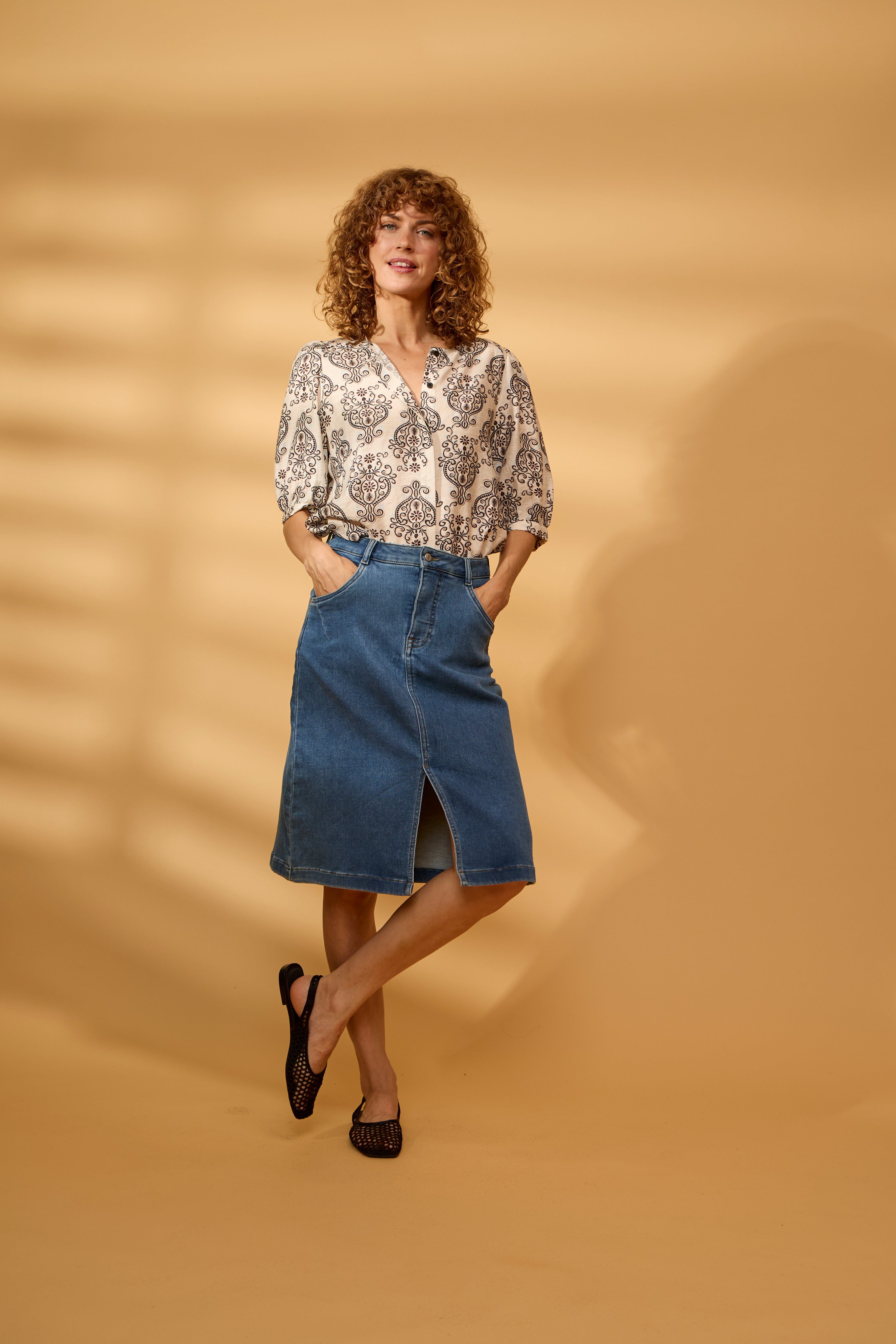 Fransa Vilja Nederdel 1 Denim Mid Blå