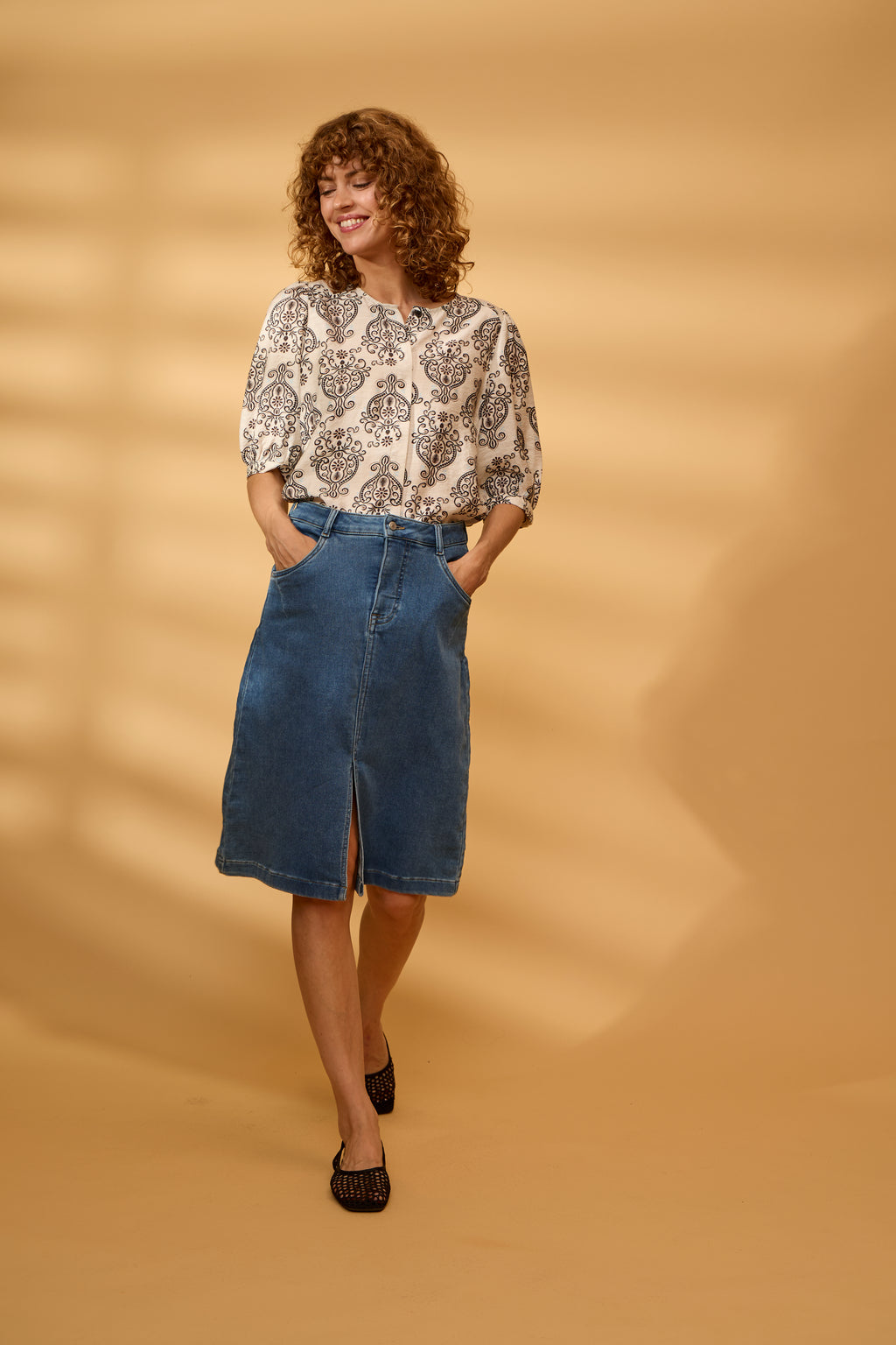 Fransa Vilja Nederdel 1 Denim Mid Blå