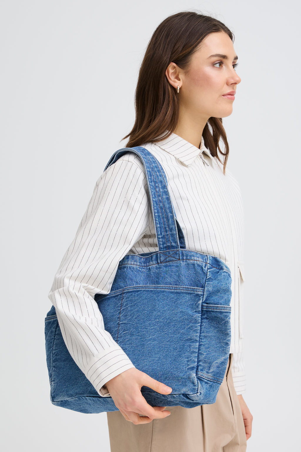 Fransa Alvina Shopper 1 Taske Denim Mid Blå