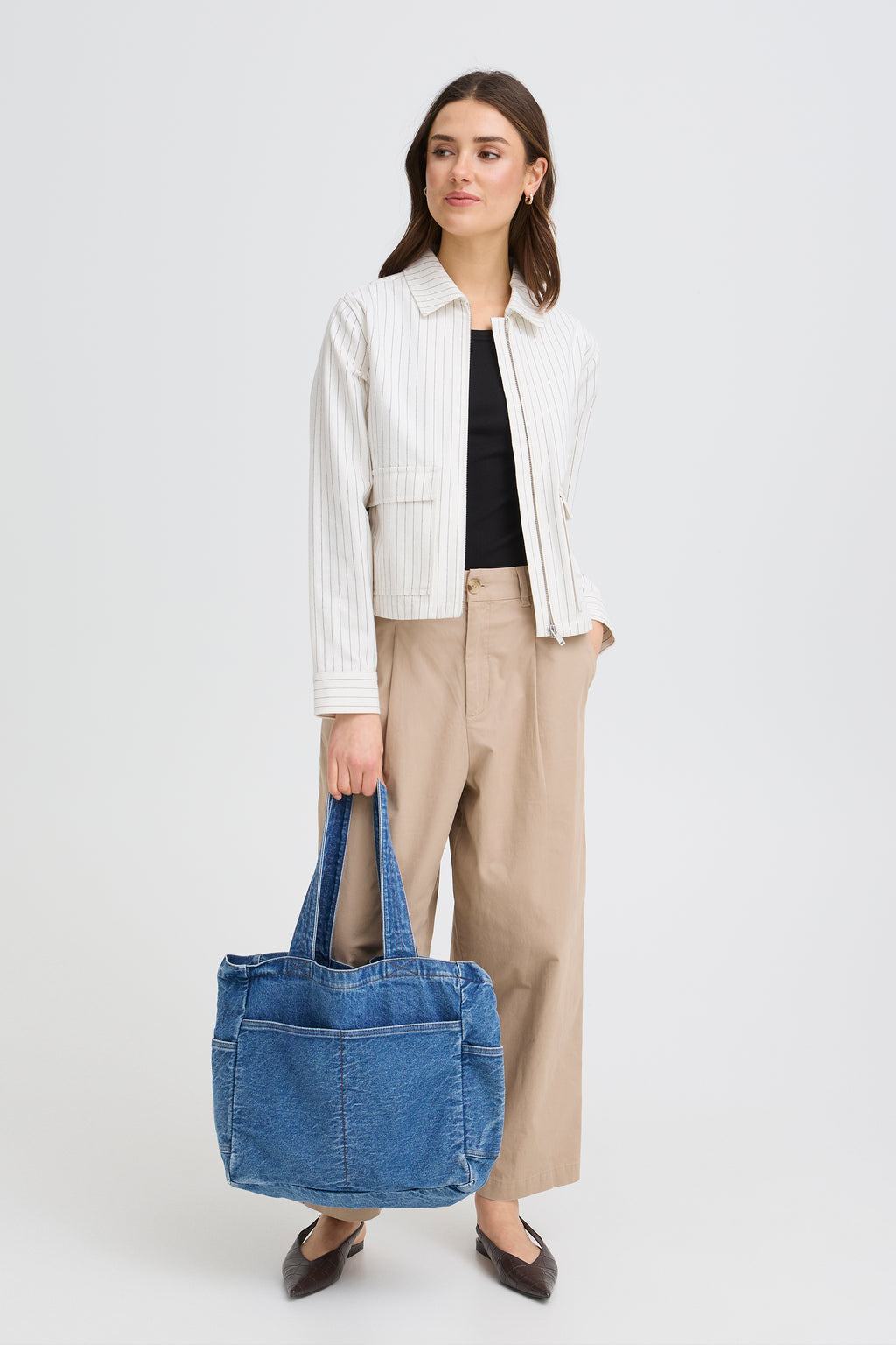Fransa Alvina Shopper 1 Taske Denim Mid Blå