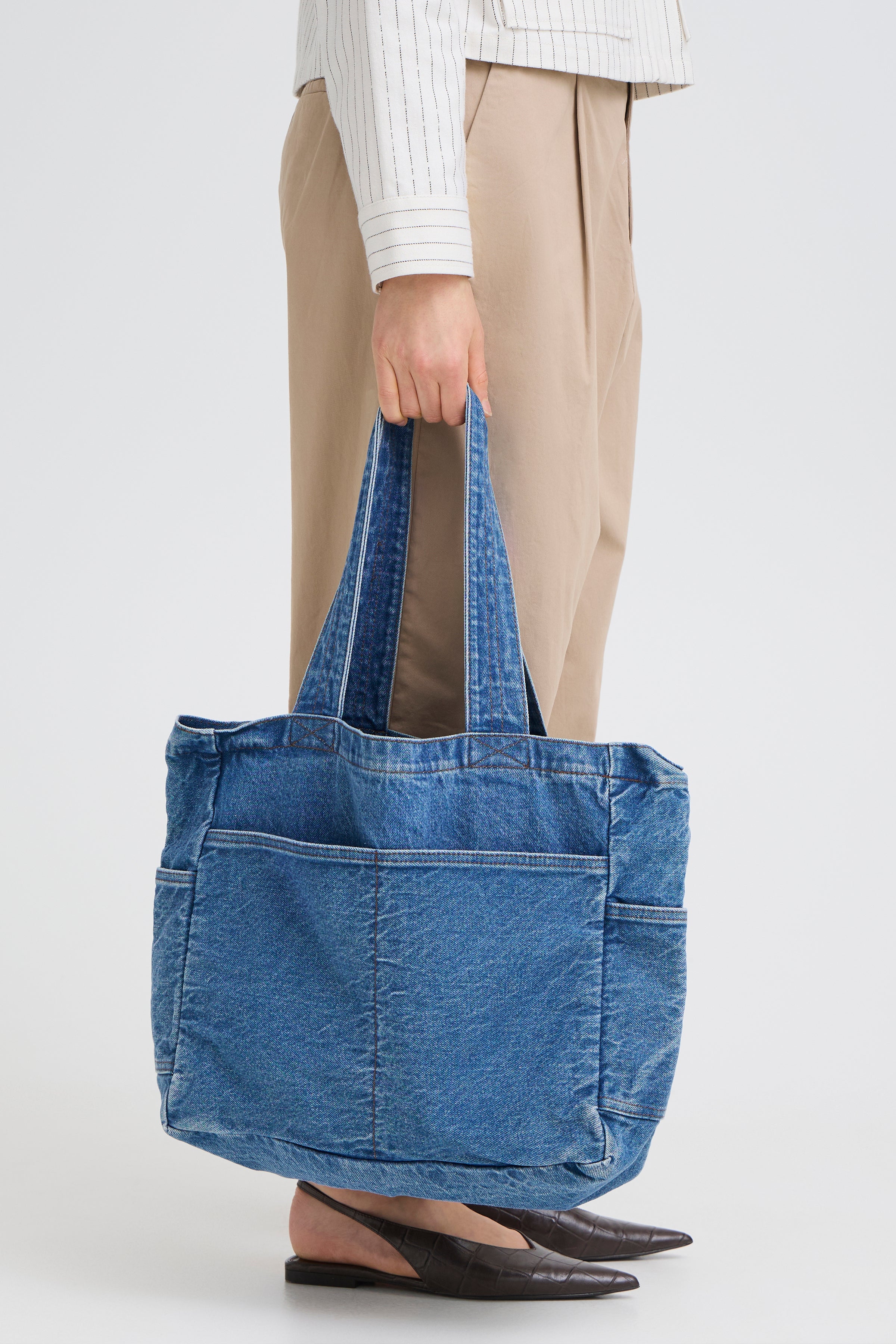 Fransa Alvina Shopper 1 Taske Denim Mid Blå