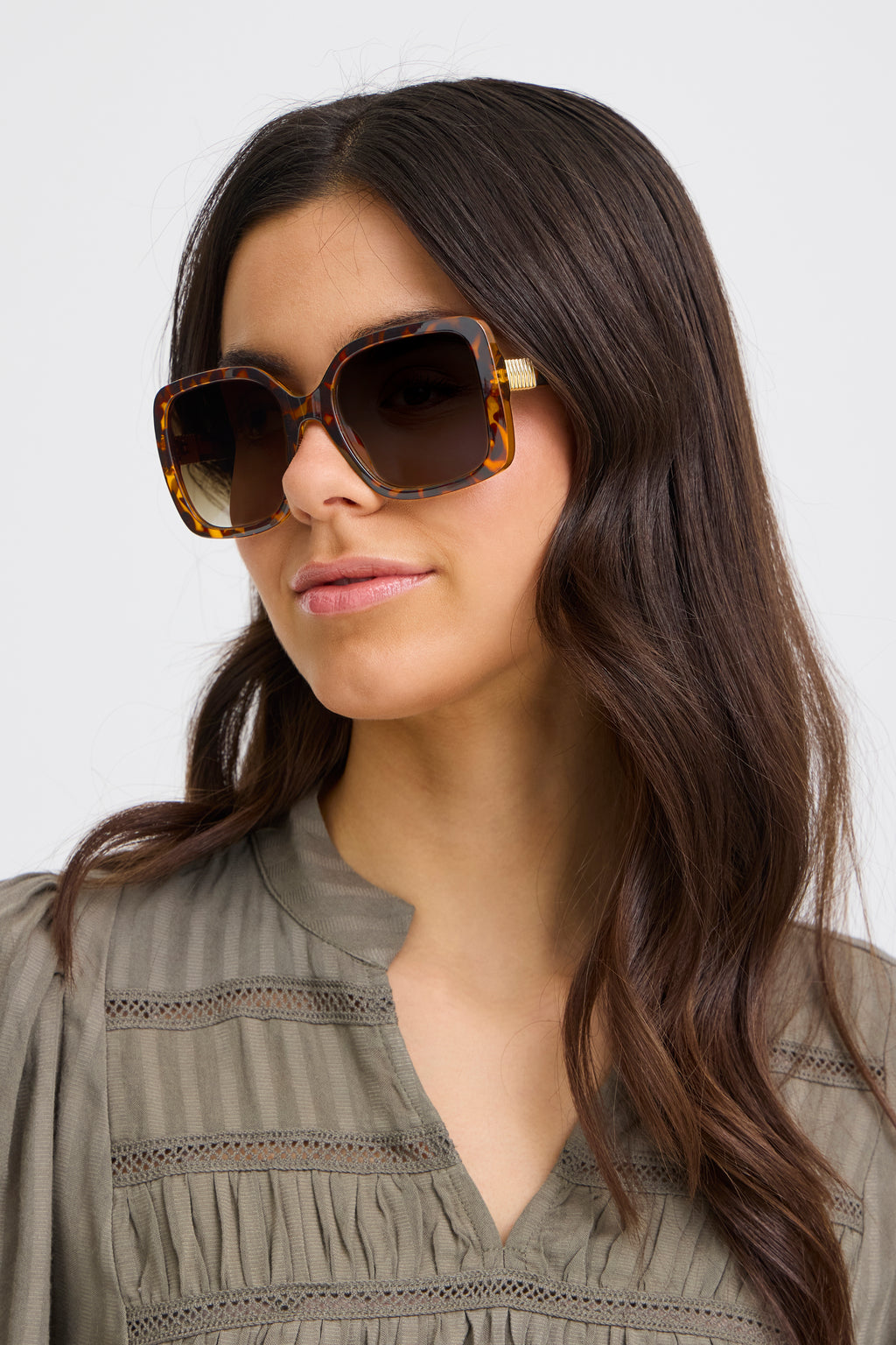 Fransa Leone Solbriller Chocolate Plum Melange Brun