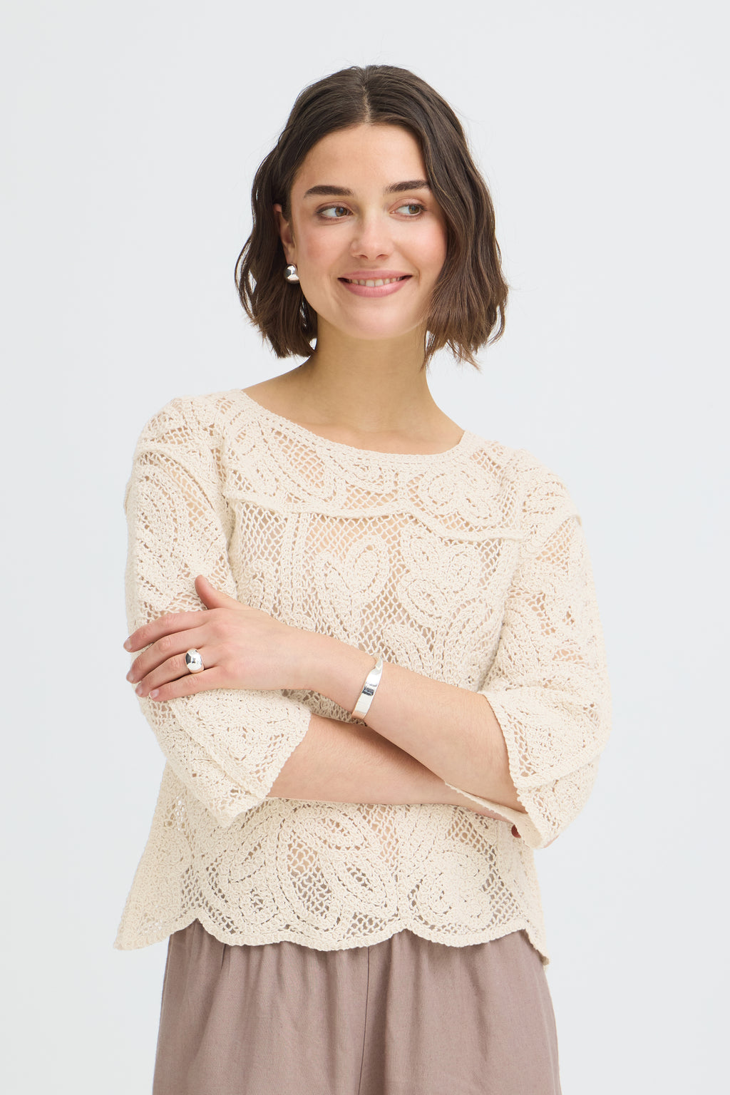 Fransa Prim Bluse 1 Oatmeal Hvid