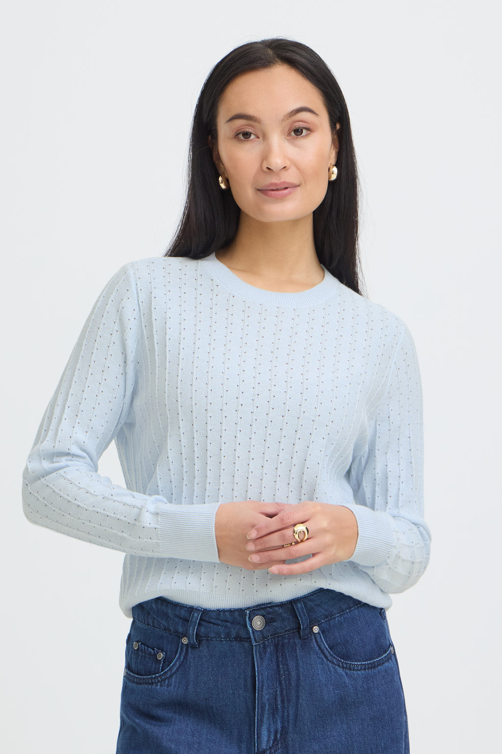 Fransa Vanessa Pullover 1 Ice Water Blå