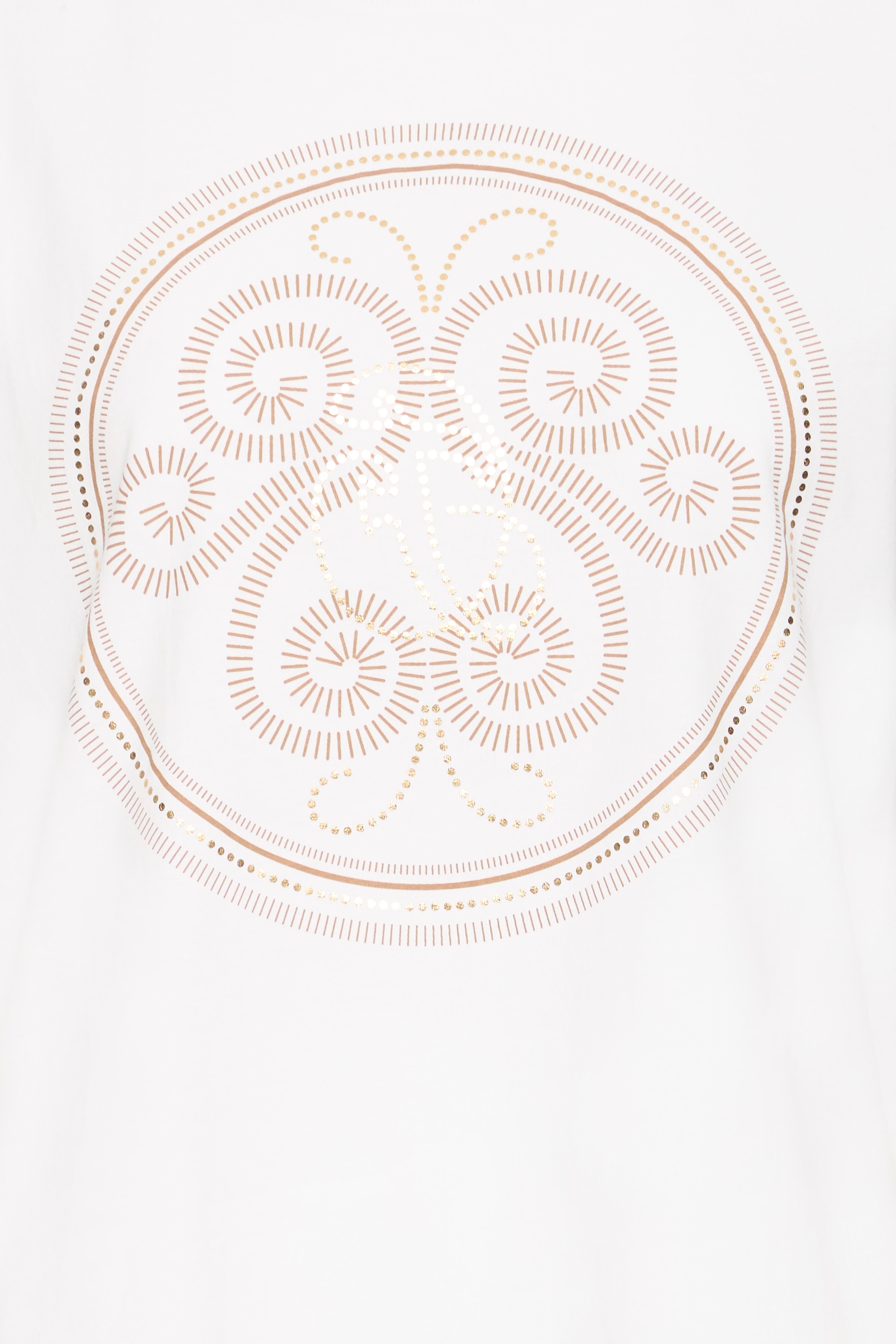 Fransa Zary 1 T-shirt Hvid w Tobacco Guld Foil