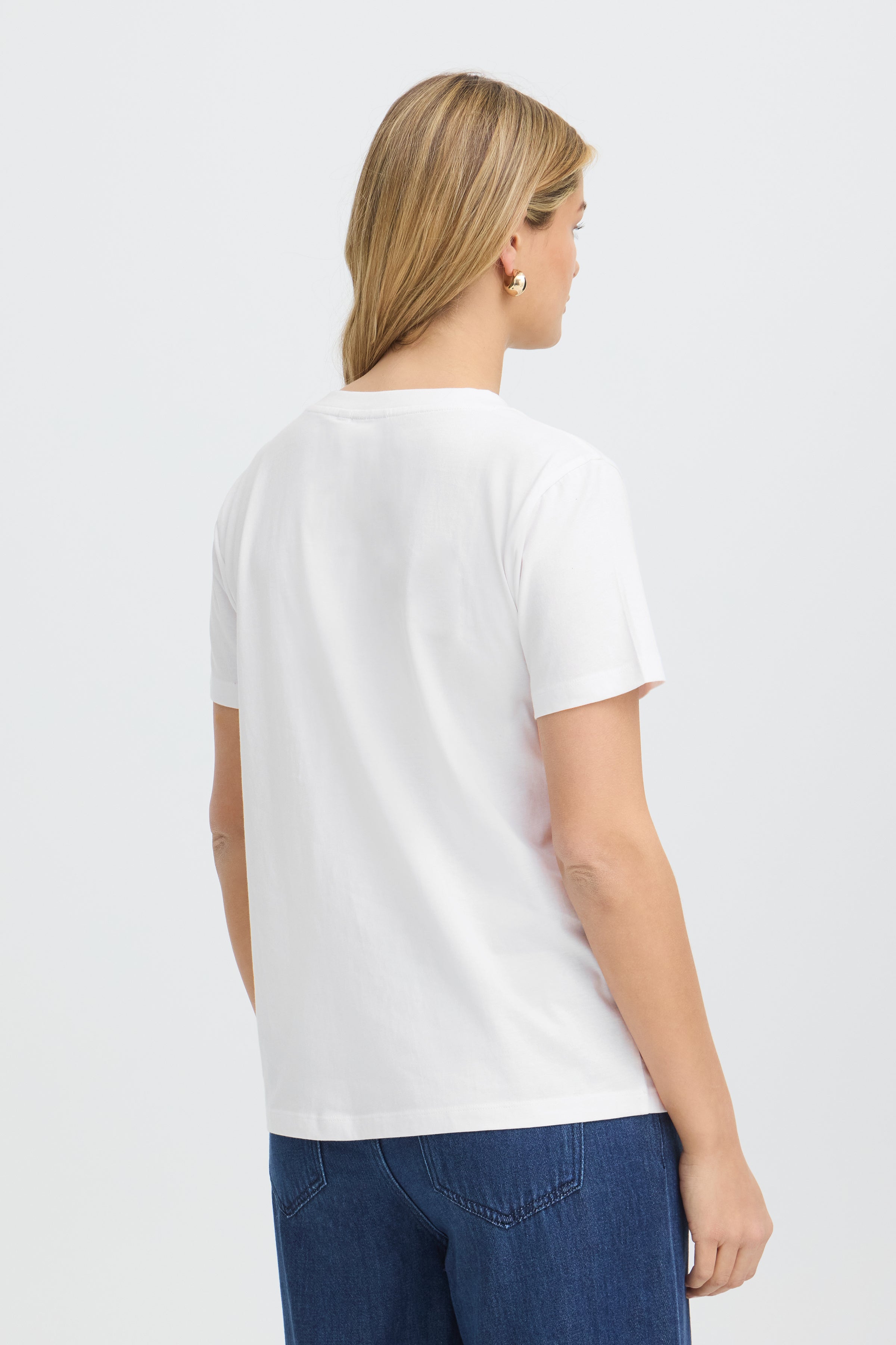 Fransa Zary 1 T-shirt Hvid w Tobacco Guld Foil