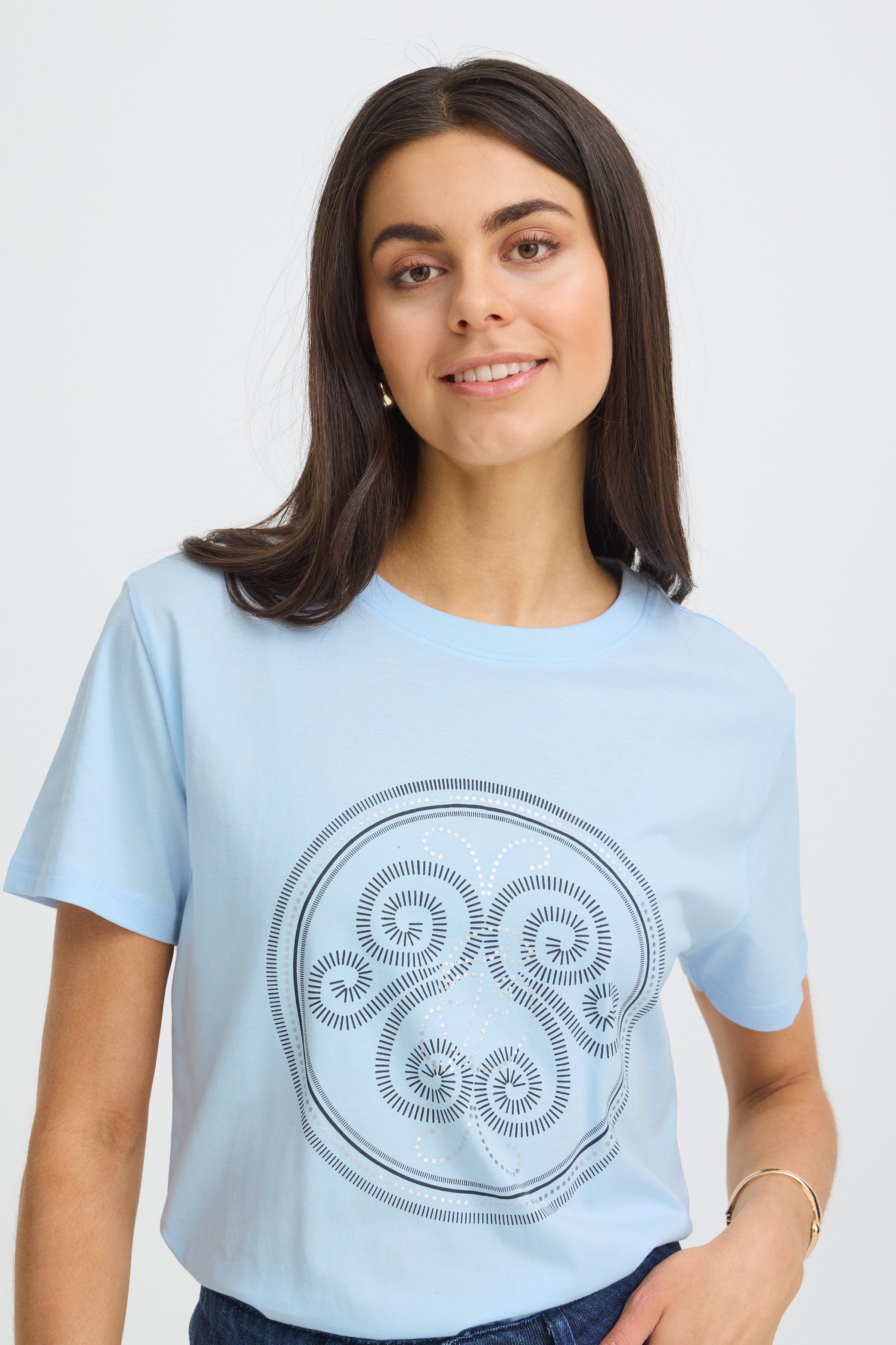 Fransa Zary 1 T-shirt Ice Water Blå w Salute Sølv Foil