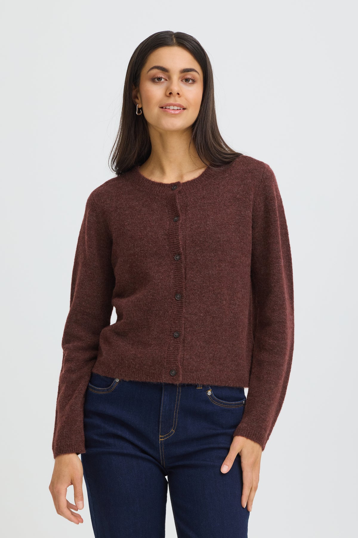 Fransa Ellis Cardigan 2 Rum Raisin Brun
