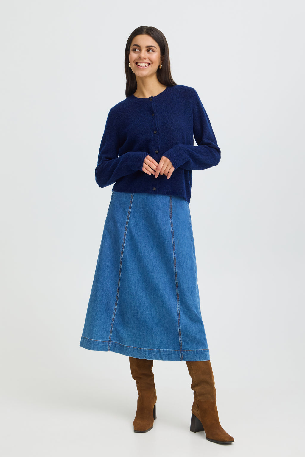 Fransa Ellis Cardigan 2 Depths Melange Blå