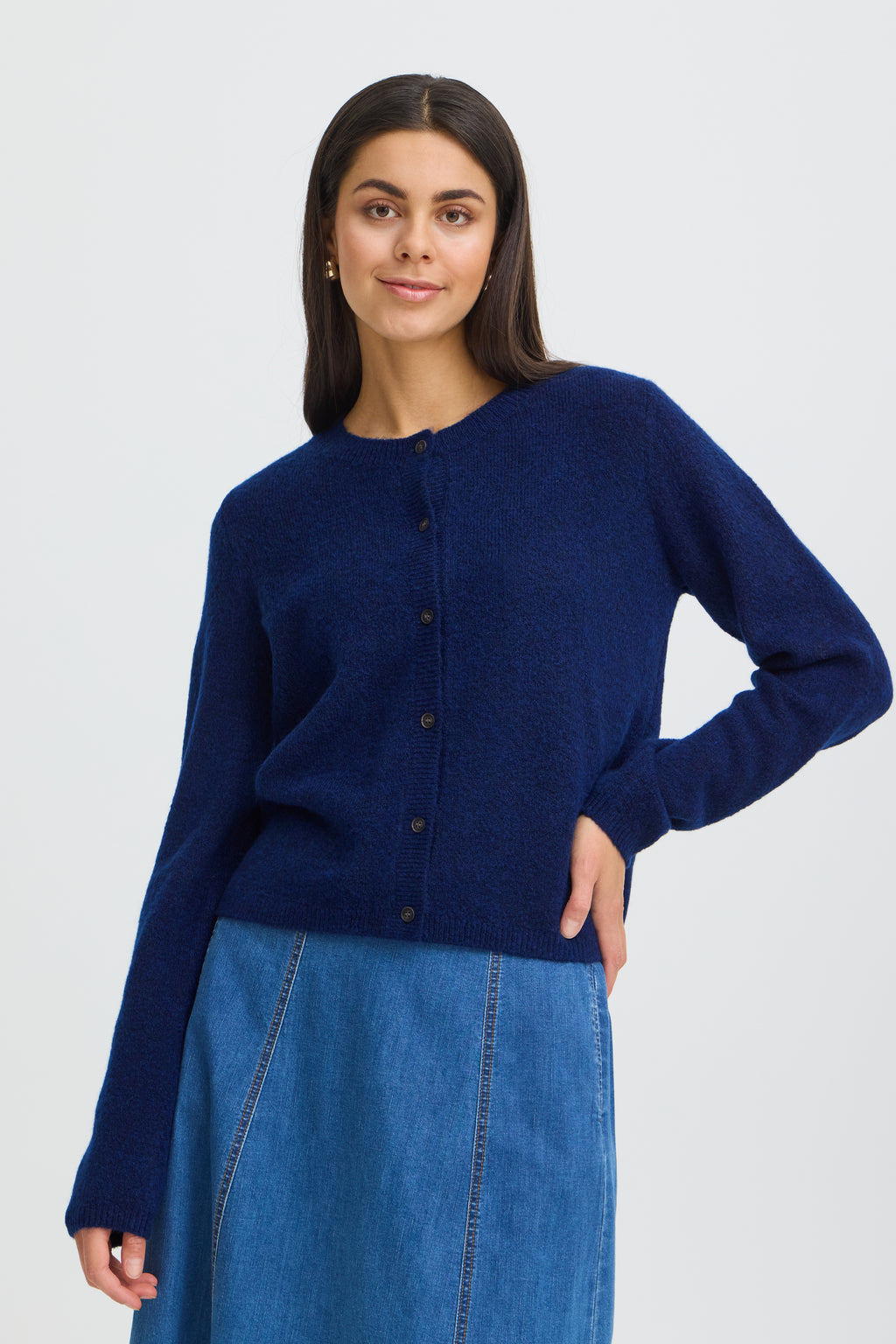 Fransa Ellis Cardigan 2 Depths Melange Blå