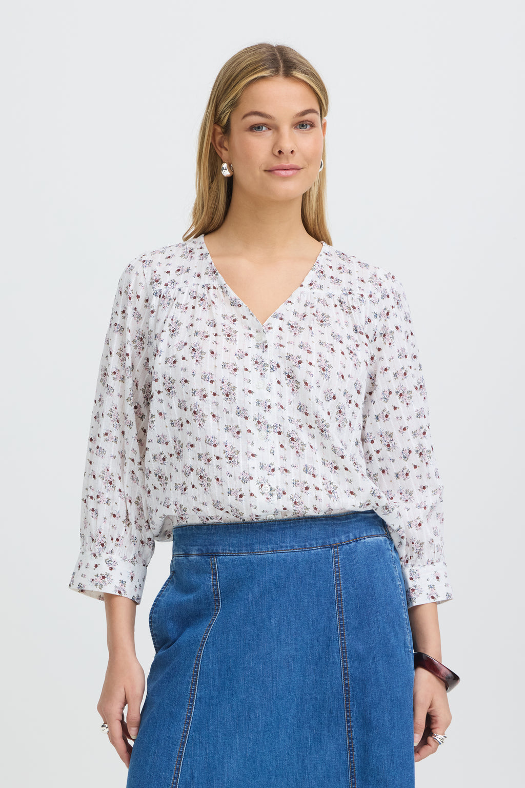 Fransa Easa Skjorte 1 Blomster Whisper Hvid