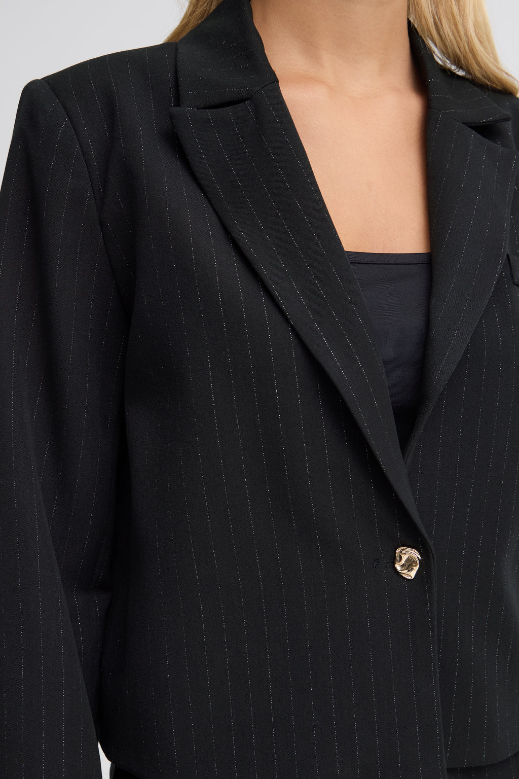 Fransa Spin Blazer 1 Lurex Striber Sort