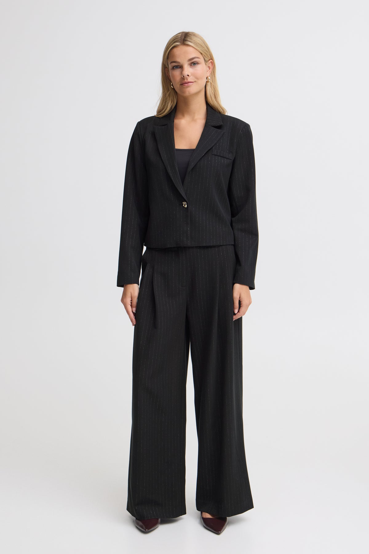 Fransa Spin Blazer 1 Lurex Striber Sort