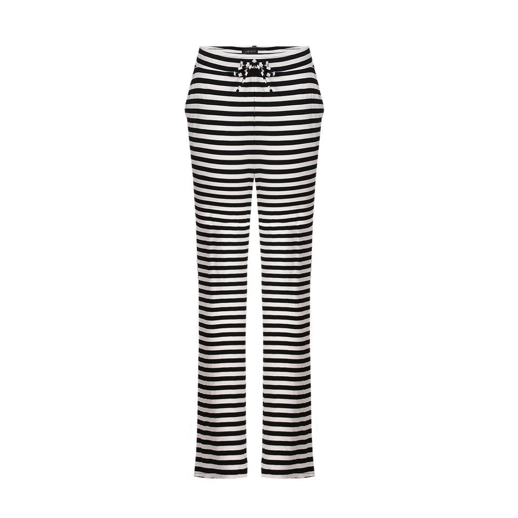 Liberte Natalia Straight Bukser Stribet Sort Creme
