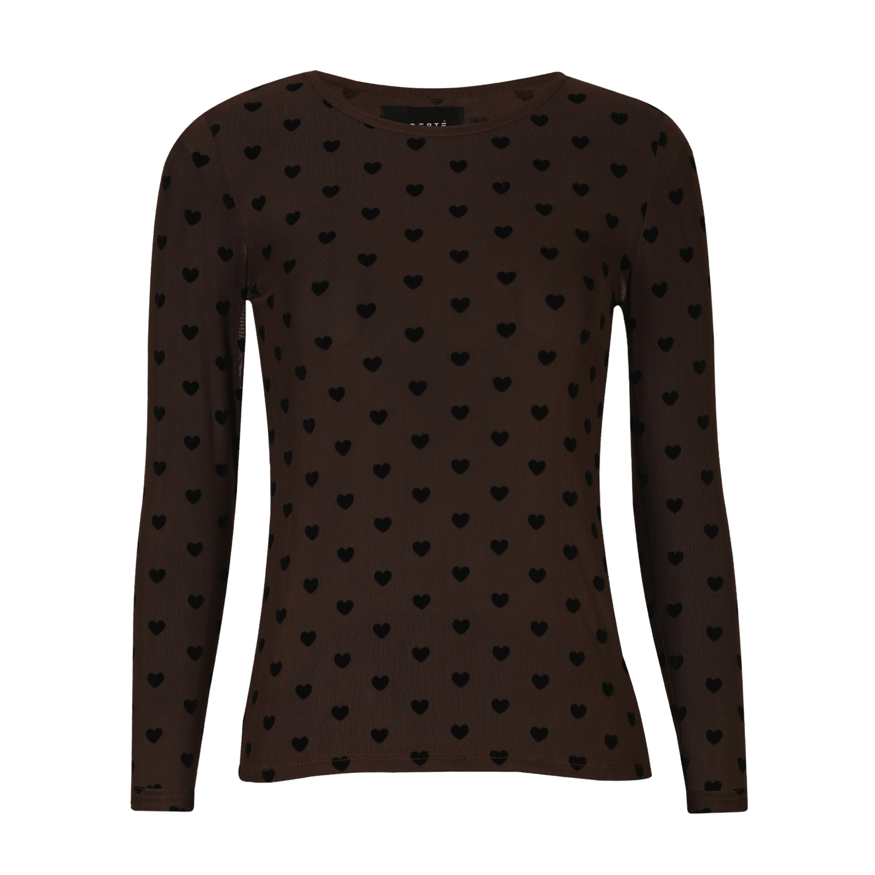 Liberte Mesh Langærmet T-Shirt Flock Mørk Brun Sort