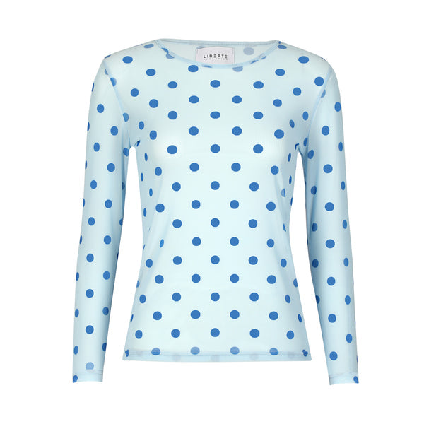 Liberte Mesh T-shirt Langærmet Prikker Lys Blå