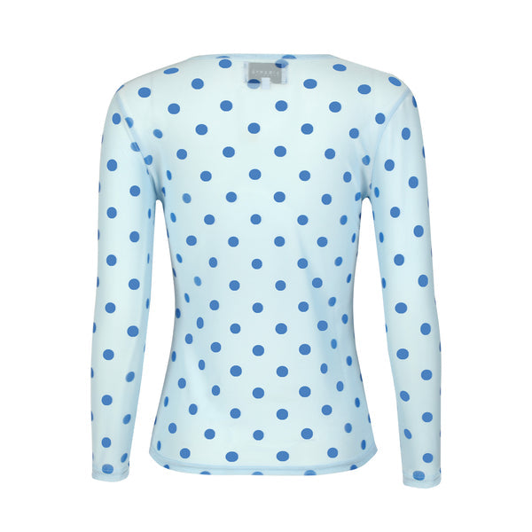 Liberte Mesh T-shirt Langærmet Prikker Lys Blå