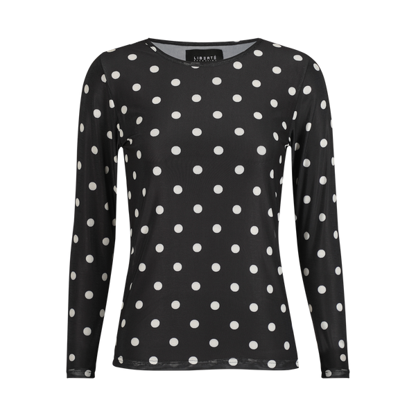 Liberte Mesh Langærmet T-Shirt Store Prikker Sort Hvid