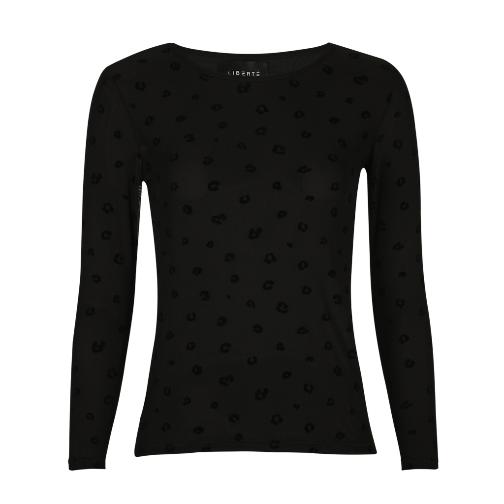 Liberte Mesh Langærmet T-Shirt Flock Sort Leo