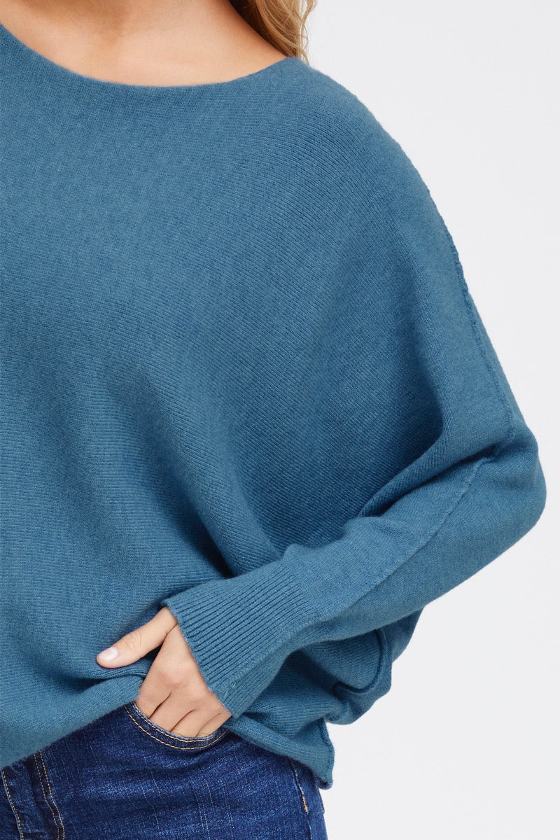 Sorbet Basil Strik Bluse Jeans Blå