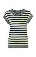 YAYA Sweater Round Neck Sand Navy Strib