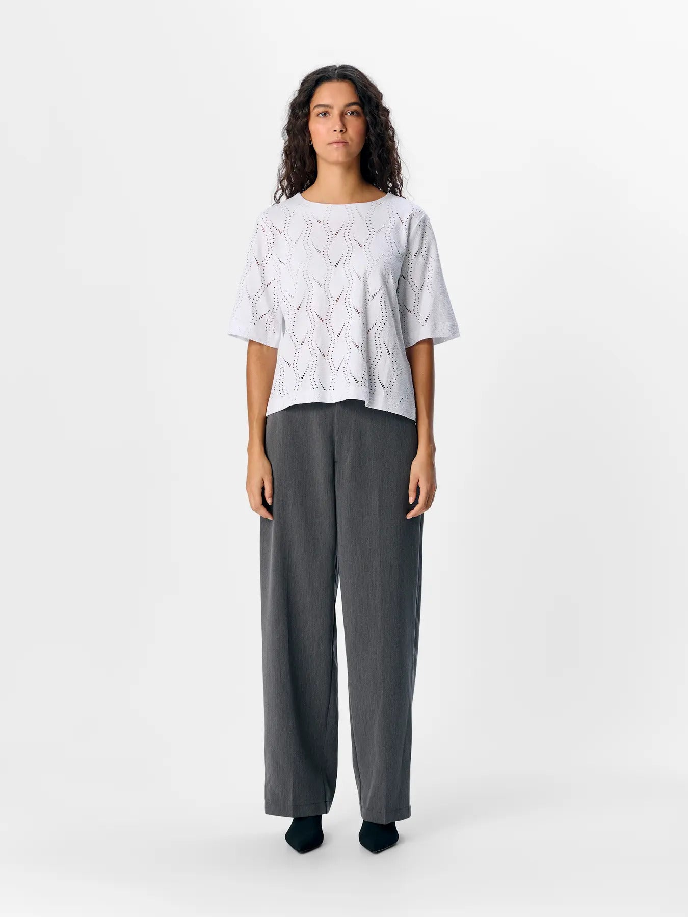 OBJECT OBJAVA 2/4 O Neck Top Hvid