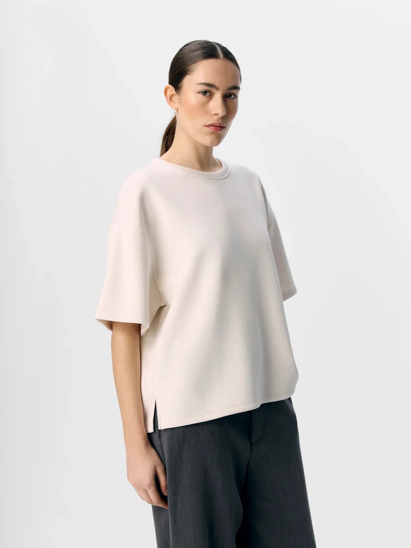 OBJECT OBJANDREA 2/4 T Shirt Hvid Sand