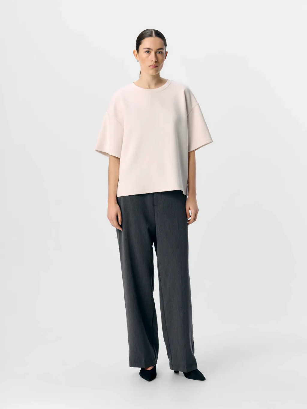 OBJECT OBJANDREA 2/4 T Shirt Hvid Sand