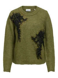 OBJECT MELEA Strik Pullover Martini Olive Grøn Melange