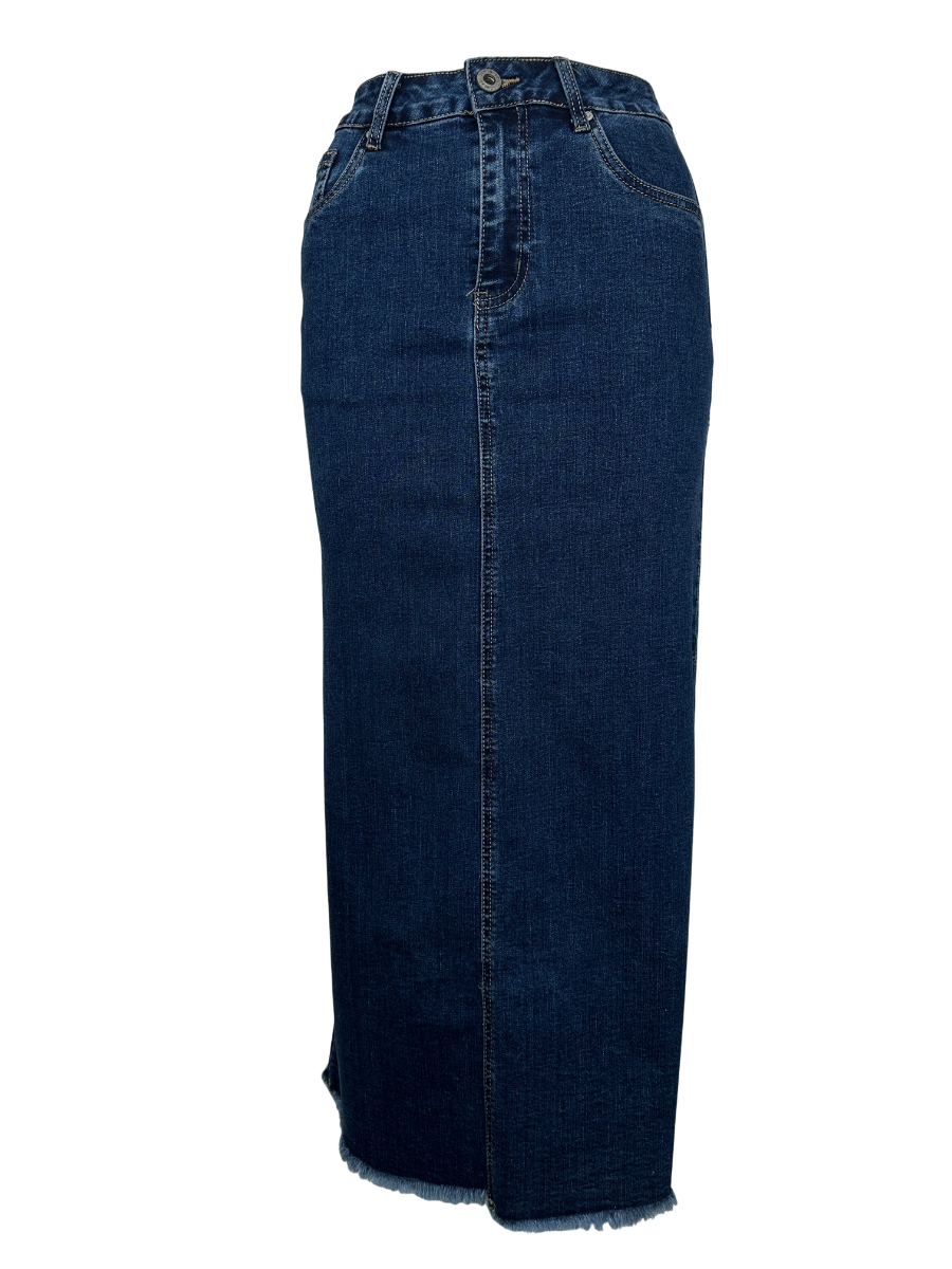 Jewelly Nederdel Rå Kant Denim Blå