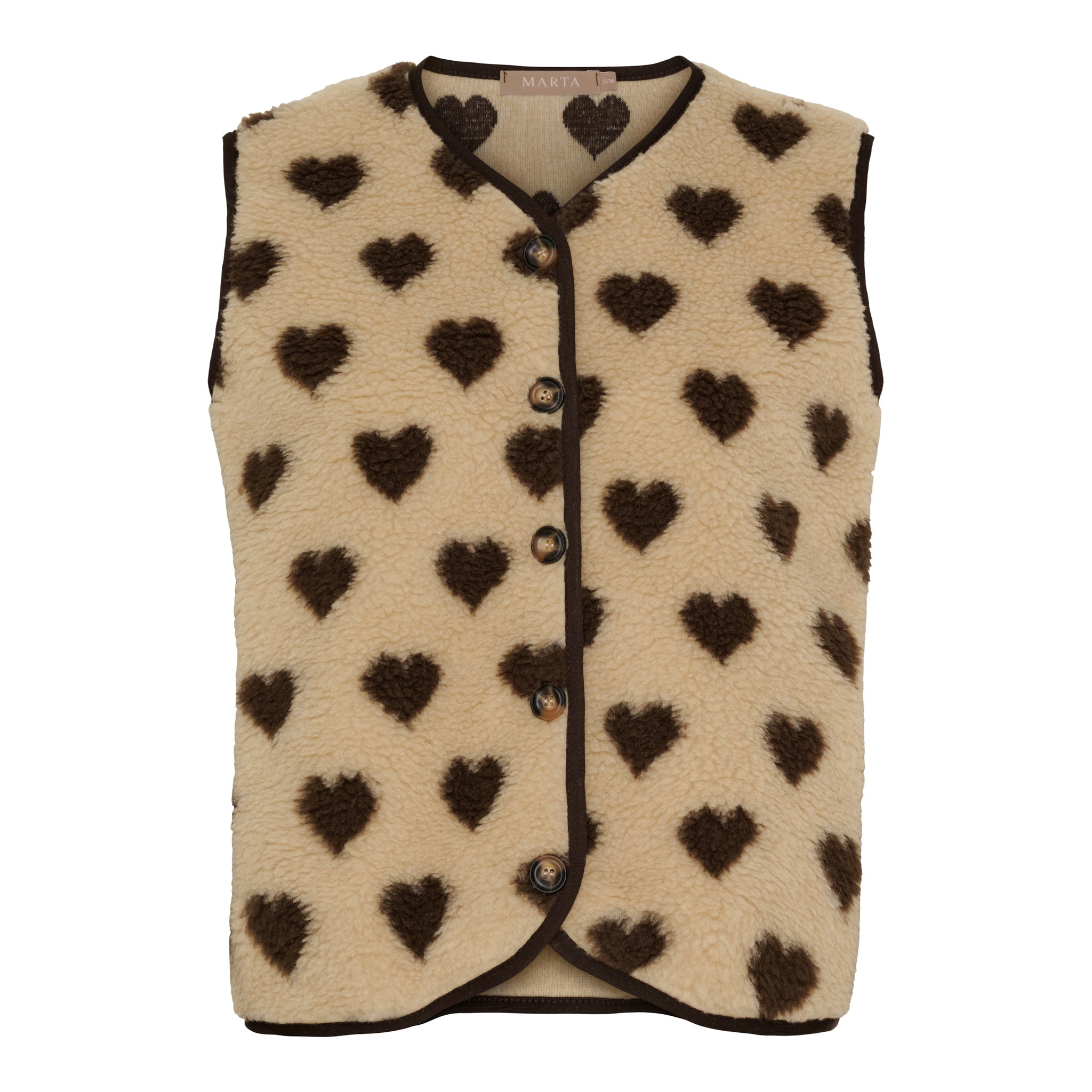 Marta Du Chateau Dahlia Vest Hjerter Caramel Mørk Brun