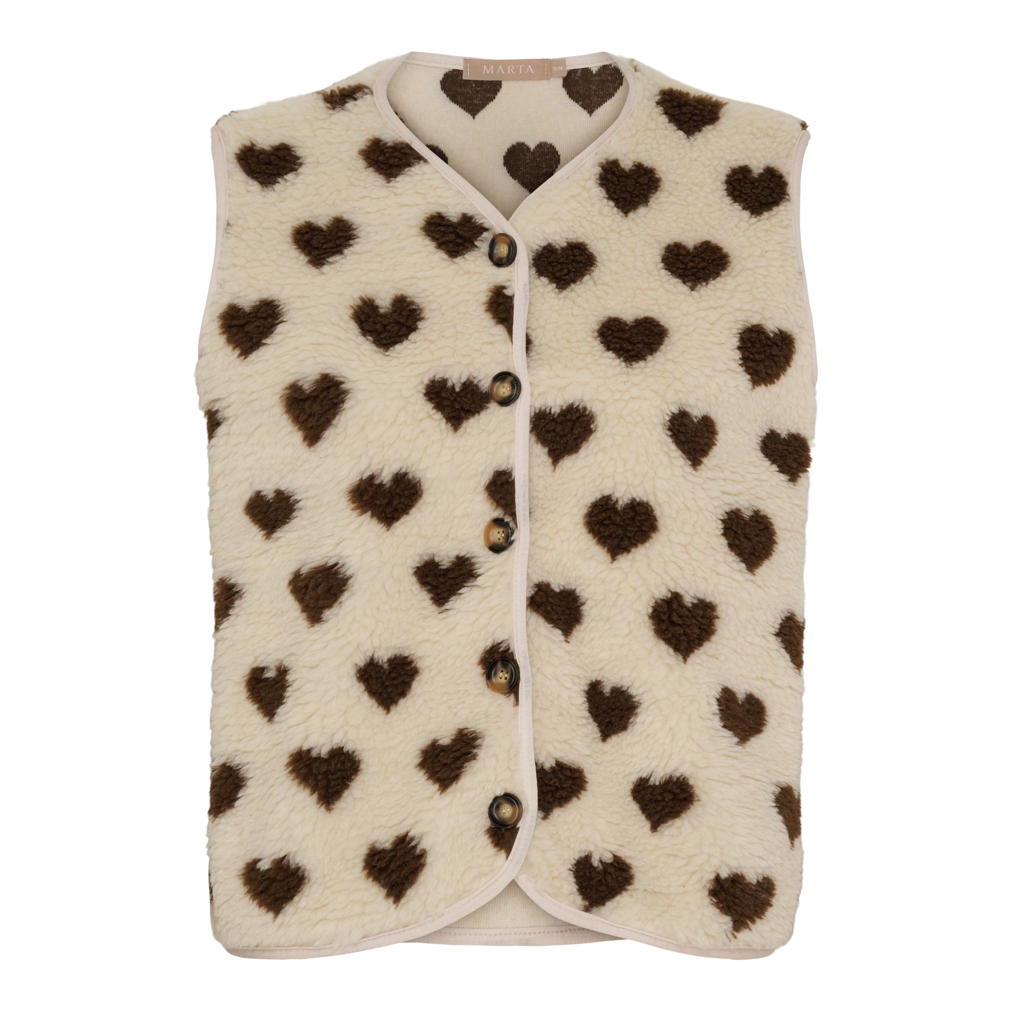 Marta Du Chateau Dahlia Vest Hjerter Cream Brun
