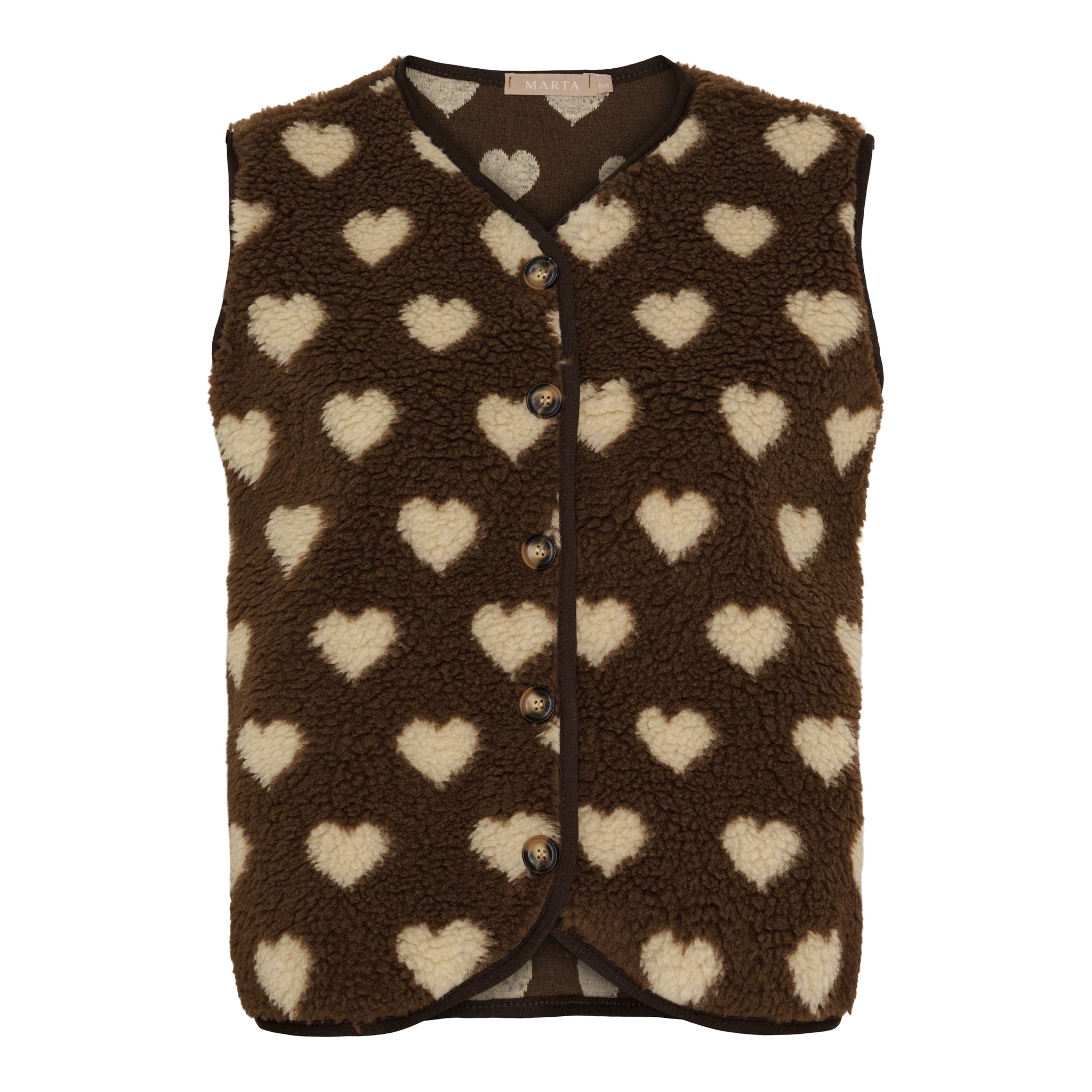 Marta Du Chateau Dahlia Vest Hjerter Brun Caramel