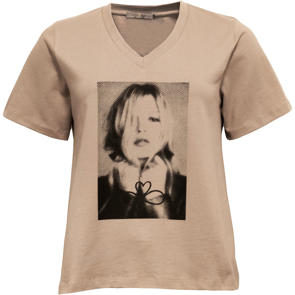CostaMani Face T-shirt V-Hals Sand Sort